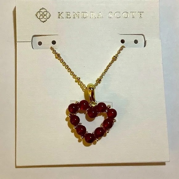 Kendra Scott Ashton Gold Heart Short Pendant Necklace New - Picture 2 of 4